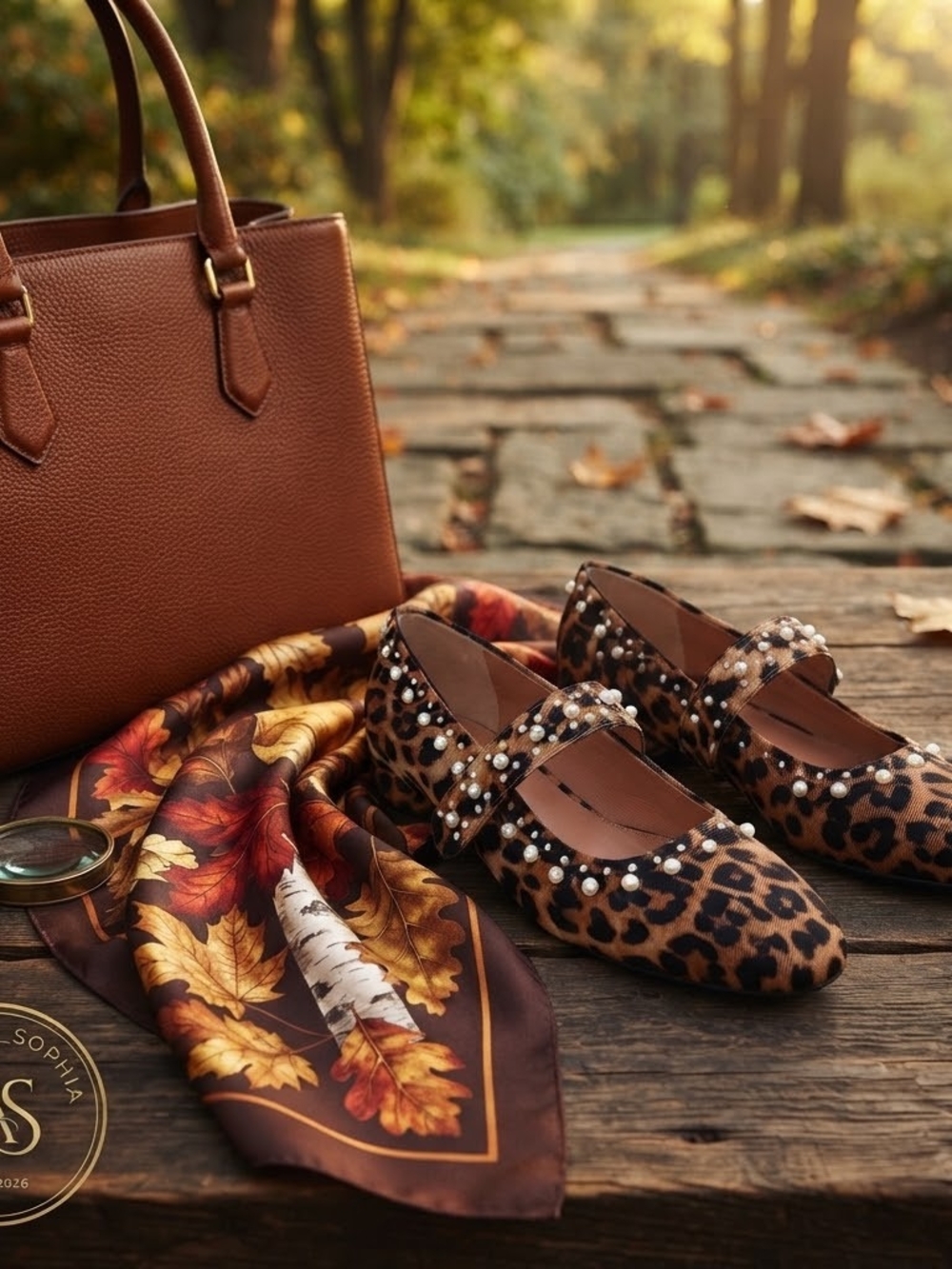Copper Key Leopard Print Mary Jane Block Heel Flats with Pearl Studs Size 7.5